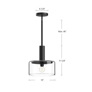 Kuzco Royale 10in 1-Light Pendant | Artisan Matte Black and Clear Glass Sunburst | Dining Room & Entryway | 11.62 x 10 in | Model PD535010MBCL