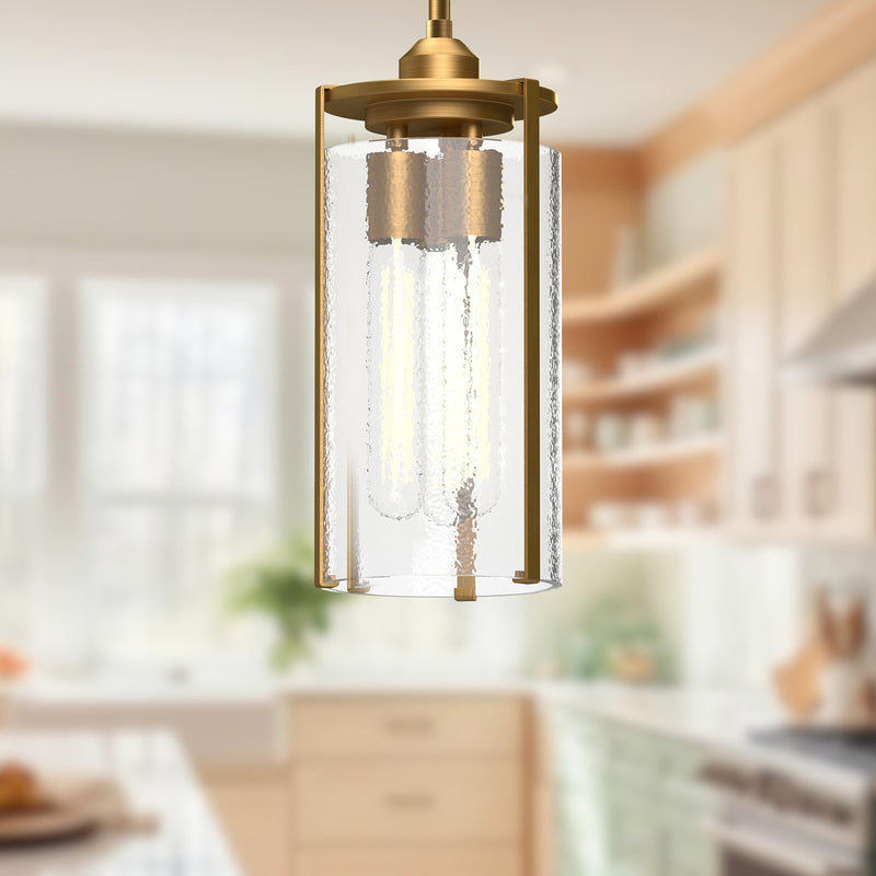 Alora Mood Belmont 3-Light 7in Pendant | Aged Gold and Clear Water Glass | Dining Room & Kitchen Island | 16.75 x 7.38 in | Model PD536107AGWC