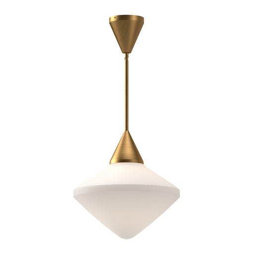 Kuzco Nora 14in 1-Light Pendant | Aged Gold and Opal Matte Glass | Kitchen Island & Dining Room | 14.12 x 14.5 in | Model PD537714AGOP