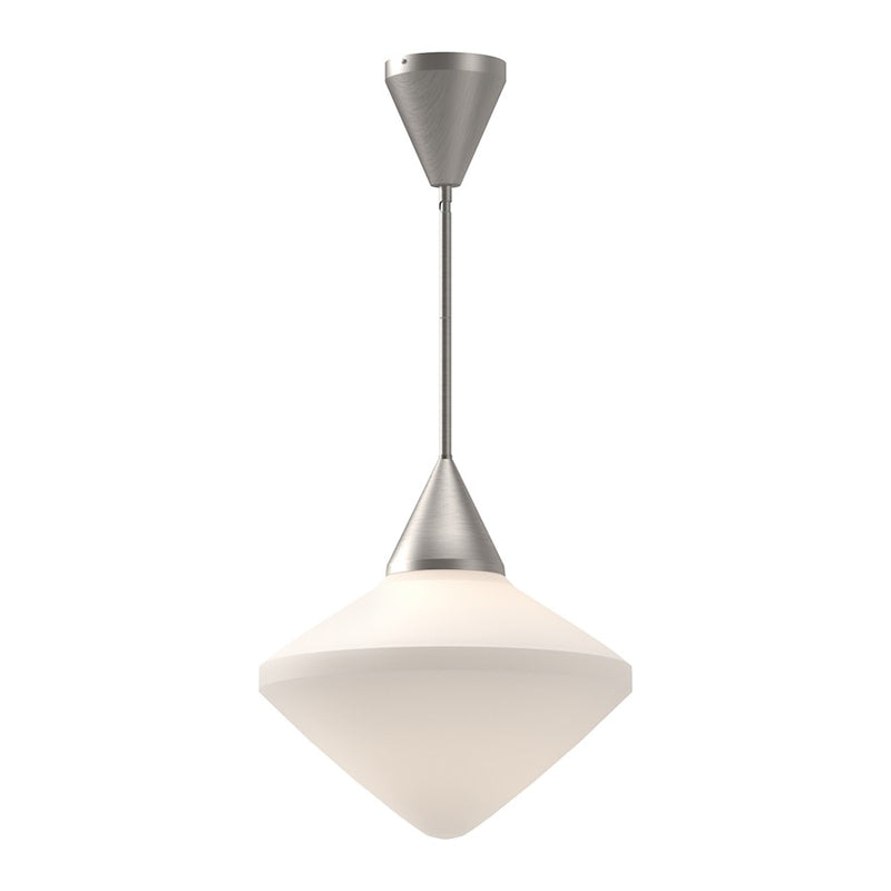 Kuzco Alora Mood Nora 14in 1-Light Pendant | Modern Brushed Nickel and Opal Matte Glass | Kitchen Island & Dining Room | Model PD537714BNOP