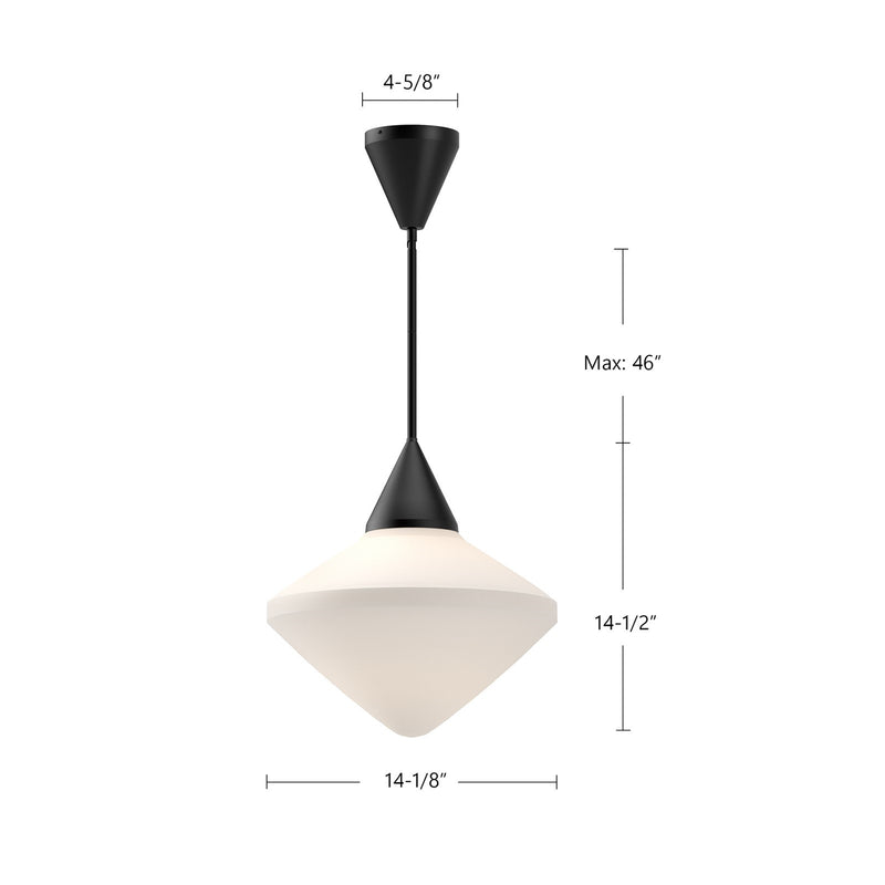 Kuzco Alora Mood Nora 14in 1-Light Pendant | Modern Brushed Nickel and Opal Matte Glass | Kitchen Island & Dining Room | Model PD537714BNOP