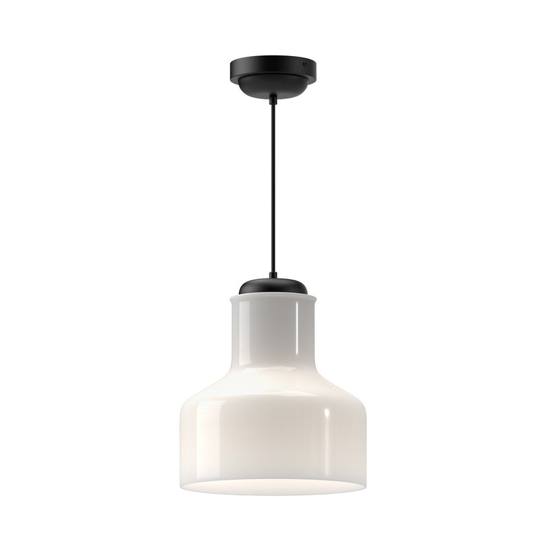Kuzco Westlake 11in 1-Light Pendant | Vintage Parisian Glossy Opal Glass and Matte Black | Kitchen Island & Dining Room | Model PD540411MBGO