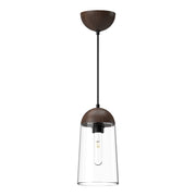 Kuzco Emil 6in 1-Light Pendant | Matte Black and Walnut Wood with Clear Glass | Kitchen Island & Dining Room | 11.5 x 6 in | Model PD542207MBWT
