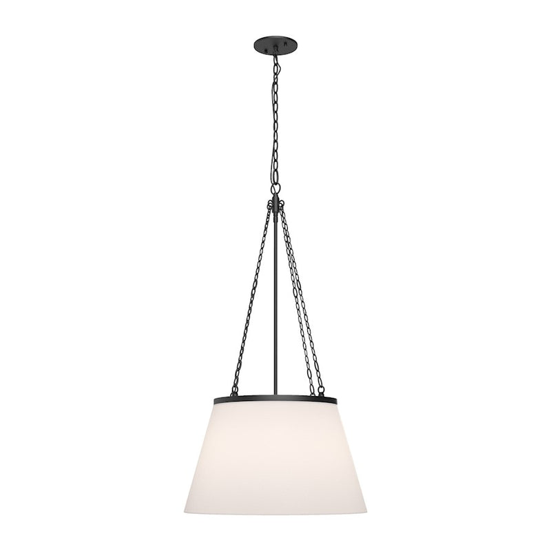 Kuzco Speakeasy 18in 1-Light Pendant | Matte Black and White Linen Empire Shade | Kitchen Island & Dining Room | 32.5in H | Model PD544517MBWL