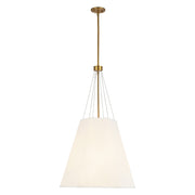 Kuzco Manila 22in 3-Light Pendant | Geometric Aged Gold and White Linen | Dining Room & Living Room | 22.5 x 19.5 x 37.88 in | Model PD545622AGWL