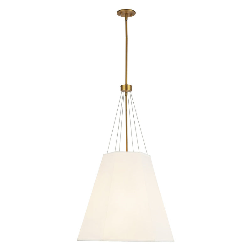 Kuzco Manila 22in 3-Light Pendant | Geometric Aged Gold and White Linen | Dining Room & Living Room | 22.5 x 19.5 x 37.88 in | Model PD545622AGWL
