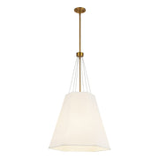 Kuzco Manila 22in 3-Light Pendant | Geometric Aged Gold and White Linen | Dining Room & Living Room | 22.5 x 19.5 x 37.88 in | Model PD545622AGWL