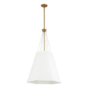 Kuzco Manila 22in 3-Light Pendant | Geometric Aged Gold and White Linen | Dining Room & Living Room | 22.5 x 19.5 x 37.88 in | Model PD545622AGWL