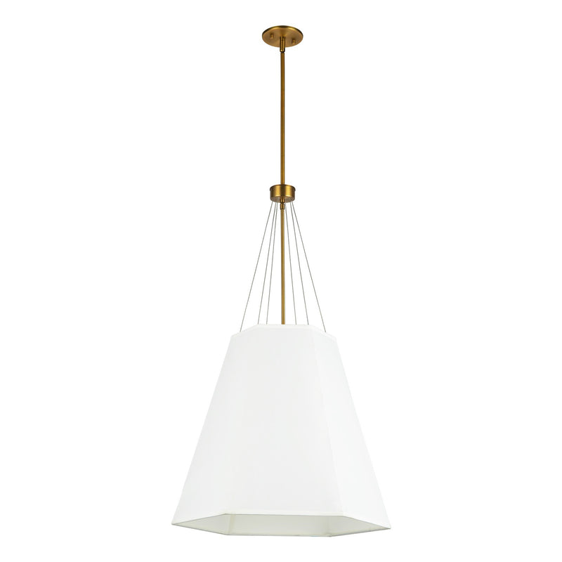 Kuzco Manila 22in 3-Light Pendant | Geometric Aged Gold and White Linen | Dining Room & Living Room | 22.5 x 19.5 x 37.88 in | Model PD545622AGWL