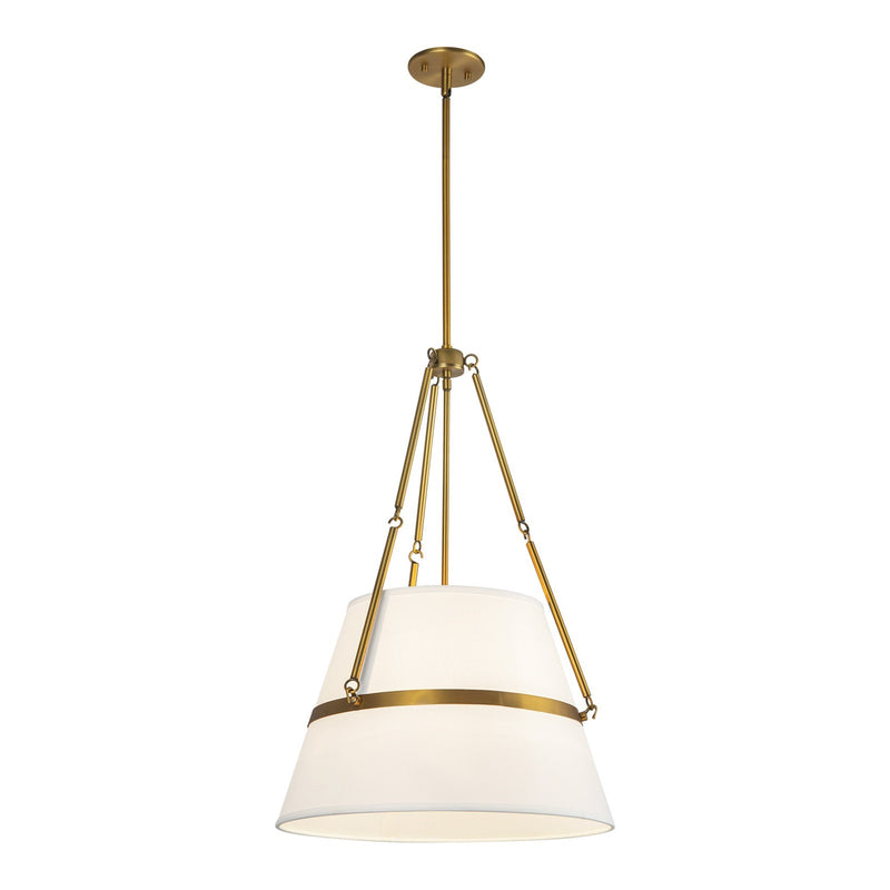Kuzco Oliver 18in 1-Light Pendant | Aged Gold and White Linen | Dining Room & Kitchen Island | 28 x 18 in | Model PD546719AGWL
