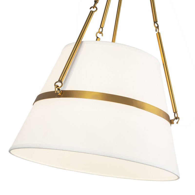 Kuzco Oliver 18in 1-Light Pendant | Aged Gold and White Linen | Dining Room & Kitchen Island | 28 x 18 in | Model PD546719AGWL