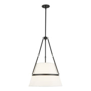 Kuzco Oliver 18in 1-Light Pendant | Industrial Matte Black and White Linen Shade | Kitchen Island & Dining Room | 28.25 x 18 in | Model PD546719MBWL