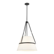Kuzco Oliver 18in 1-Light Pendant | Industrial Matte Black and White Linen Shade | Kitchen Island & Dining Room | 28.25 x 18 in | Model PD546719MBWL