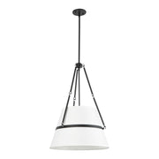 Kuzco Oliver 18in 1-Light Pendant | Industrial Matte Black and White Linen Shade | Kitchen Island & Dining Room | 28.25 x 18 in | Model PD546719MBWL
