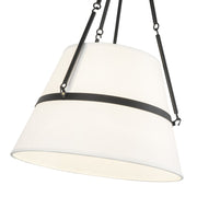 Kuzco Oliver 18in 1-Light Pendant | Industrial Matte Black and White Linen Shade | Kitchen Island & Dining Room | 28.25 x 18 in | Model PD546719MBWL