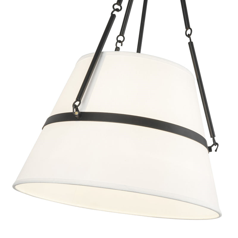 Kuzco Oliver 18in 1-Light Pendant | Industrial Matte Black and White Linen Shade | Kitchen Island & Dining Room | 28.25 x 18 in | Model PD546719MBWL