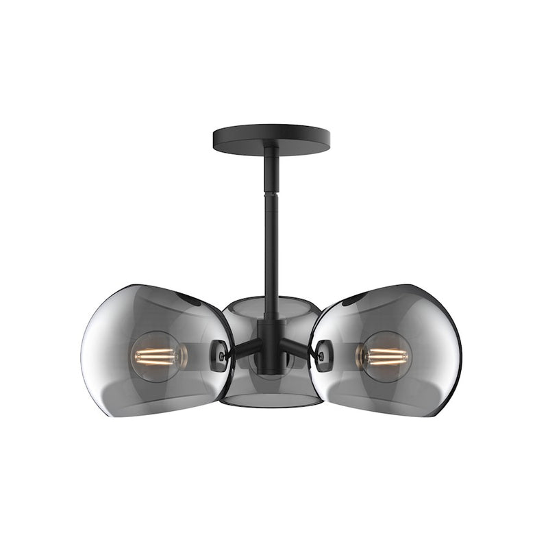 Alora Mood Willow 3-Light 16in Pendant | Matte Black Smoked Glass | Kitchen Island & Dining Room | 5 x 16 in | Model PD548315MBSM