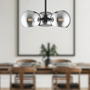 Alora Mood Willow 3-Light 16in Pendant | Matte Black Smoked Glass | Kitchen Island & Dining Room | 5 x 16 in | Model PD548315MBSM