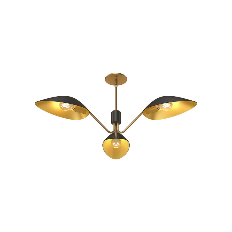 Kuzco Oscar 36in 3-Light Pendant | Modern Aged Gold and Matte Black | Dining Room & Living Room | 35.62 x 8 x 6 in | Model PD550336MBAG