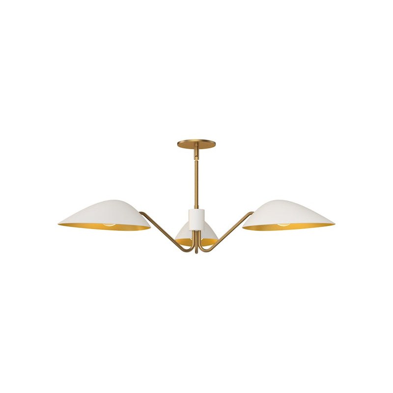 Alora Mood Oscar 36in 3-Light Pendant | Modern Aged Gold and White Teardrop Shades | Dining Room & Kitchen Island | Model PD550336WHAG