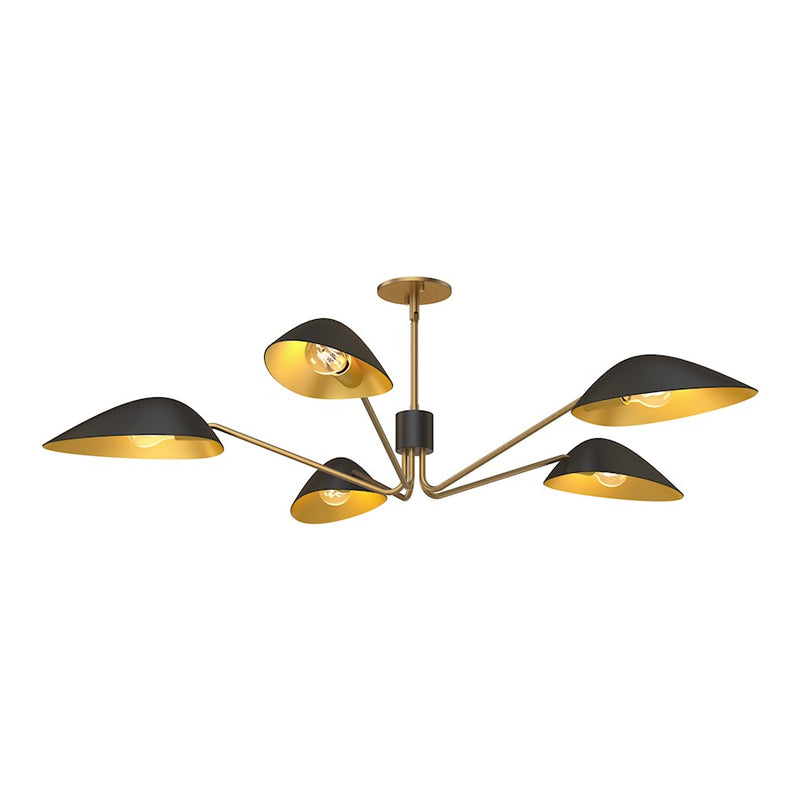 Kuzco Oscar 46in 5-Light Pendant | Aged Gold and Matte Black | Dining Room & Living Room | 46 x 8 x 5 in | Model PD550545MBAG