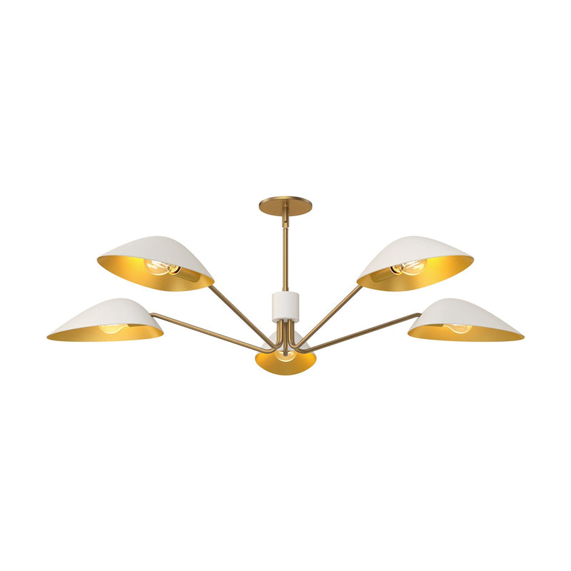 Kuzco Oscar 46in 5-Light Pendant | Modern Aged Gold and White Metal | Dining Room & Kitchen Island | 46 x 8 x 5 in | Model PD550545WHAG