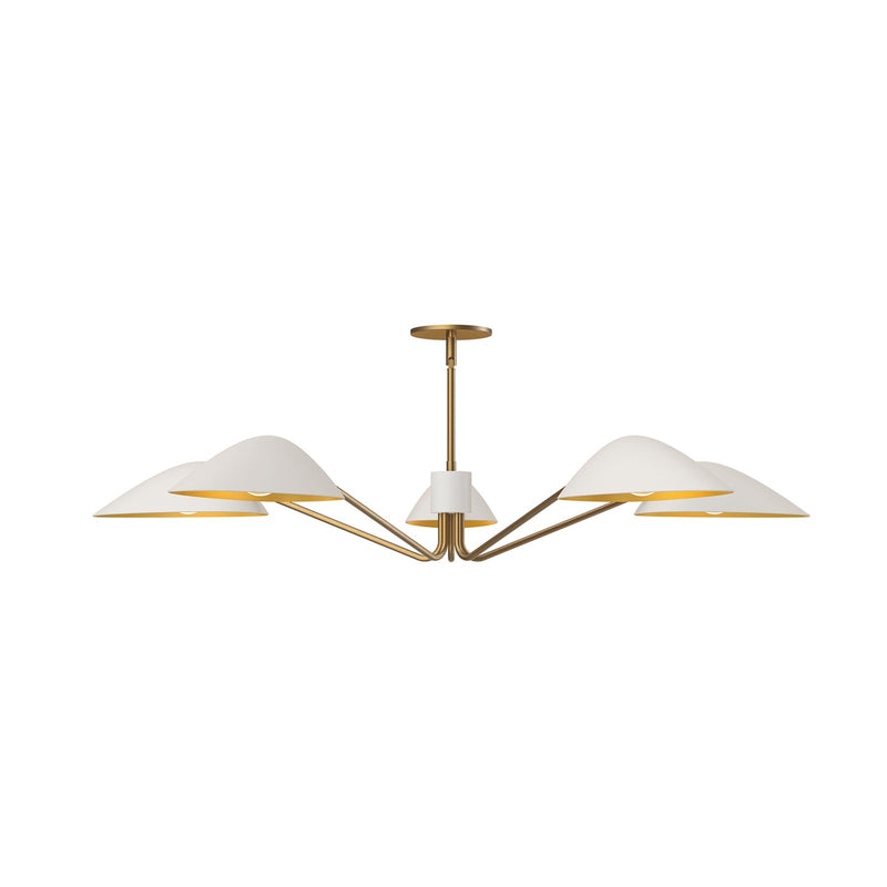 Kuzco Oscar 46in 5-Light Pendant | Modern Aged Gold and White Metal | Dining Room & Kitchen Island | 46 x 8 x 5 in | Model PD550545WHAG