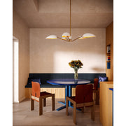 Kuzco Oscar 46in 5-Light Pendant | Modern Aged Gold and White Metal | Dining Room & Kitchen Island | 46 x 8 x 5 in | Model PD550545WHAG
