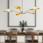 Kuzco Oscar 46in 5-Light Pendant | Modern Aged Gold and White Metal | Dining Room & Kitchen Island | 46 x 8 x 5 in | Model PD550545WHAG