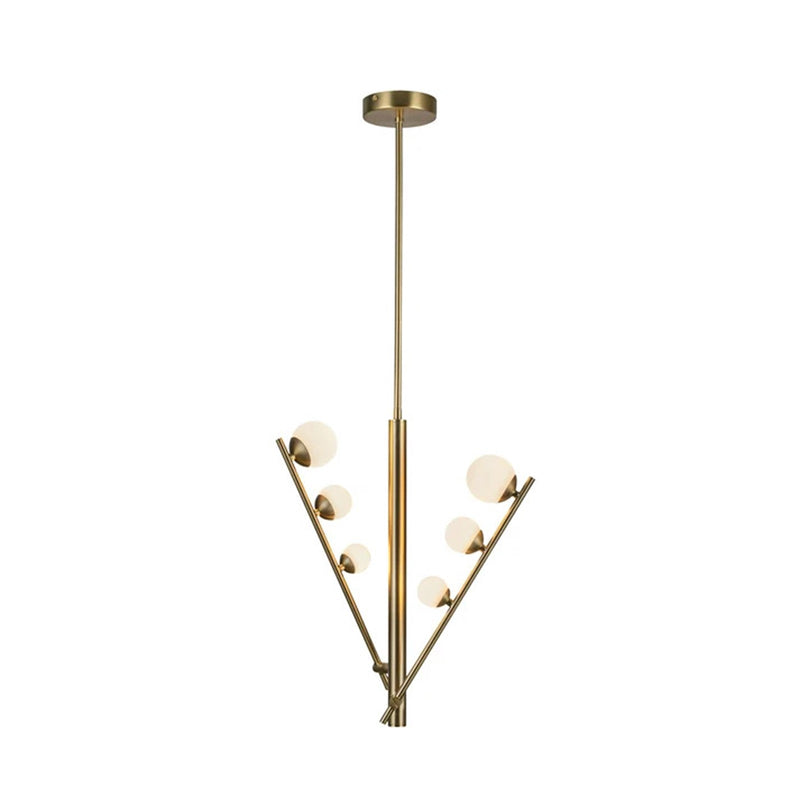Kuzco Juniper 2-Head LED Pendant | Modern Brushed Gold Steel and Opal Glass | Kitchen Island & Dining Room | Model PD55520-BG-OP