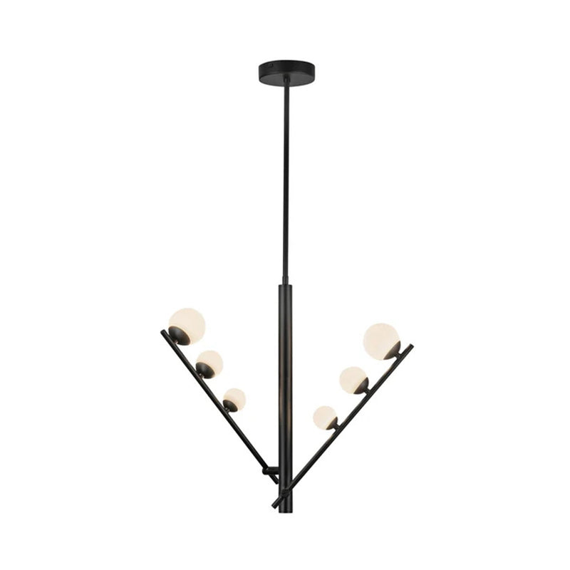 Kuzco Juniper 2-Head LED Pendant | Modern Black Steel and Opal Glass | Kitchen Island & Dining Room | 9.62 x 9.62 x 20 in | Model PD55520-BK-OP