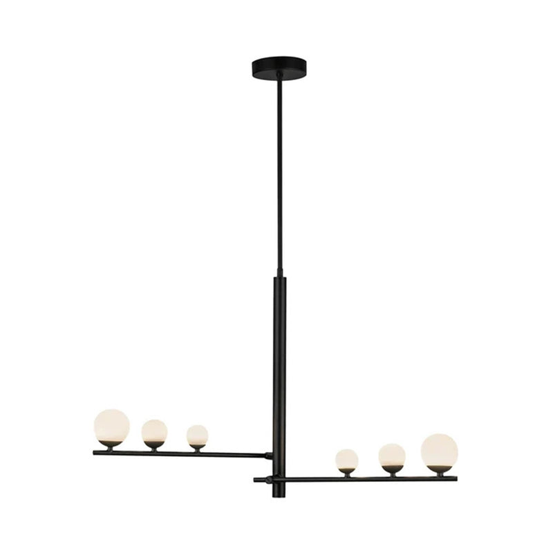 Kuzco Juniper 2-Head LED Pendant | Modern Black Steel and Opal Glass | Kitchen Island & Dining Room | 9.62 x 9.62 x 20 in | Model PD55520-BK-OP