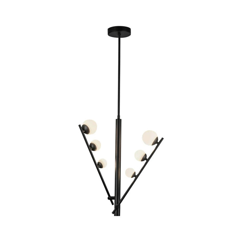 Kuzco Juniper 2-Head LED Pendant | Modern Black Steel and Opal Glass | Kitchen Island & Dining Room | 9.62 x 9.62 x 20 in | Model PD55520-BK-OP