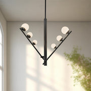 Kuzco Juniper 2-Head LED Pendant | Modern Black Steel and Opal Glass | Kitchen Island & Dining Room | 9.62 x 9.62 x 20 in | Model PD55520-BK-OP