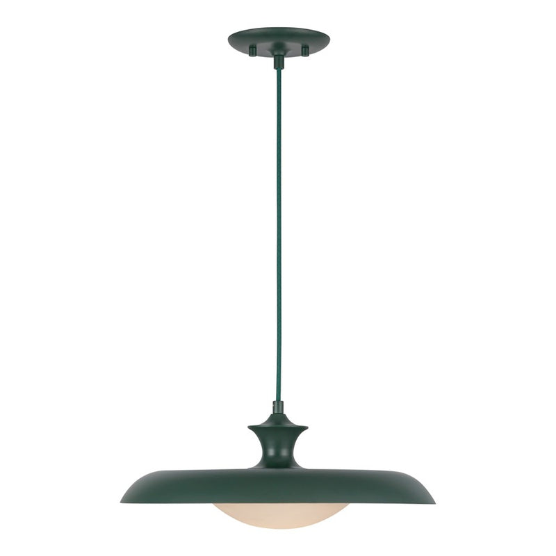 Kuzco Minori 15" Socket Pendant, Pine Green/Steel Shade - PD557015PGN