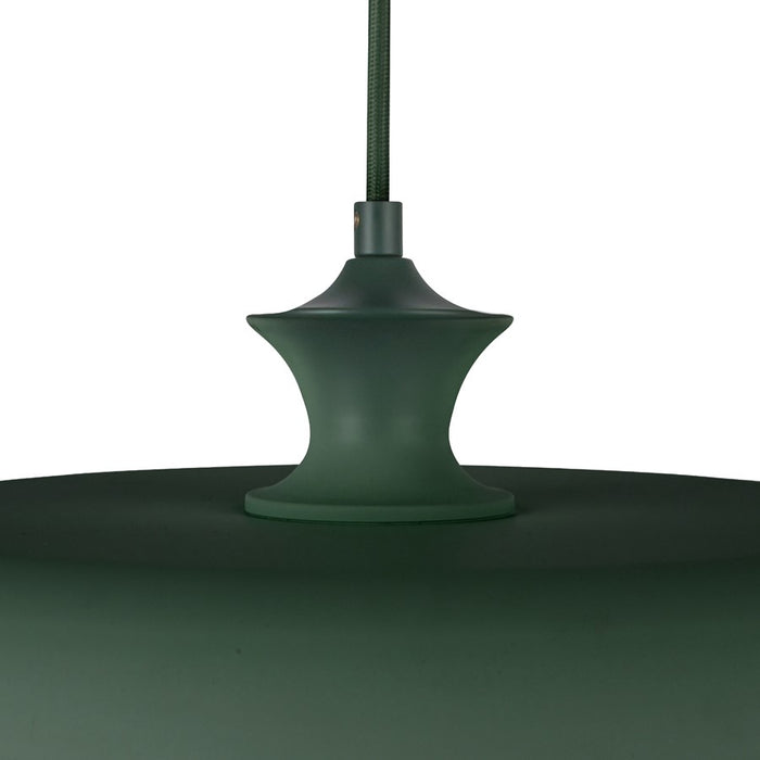 Kuzco Minori 15" Socket Pendant, Pine Green/Steel Shade