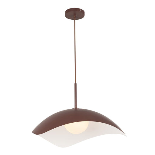 Kuzco Kirby 22" Socket Pendant, Burgundy/Steel Shade - PD55922-BGD