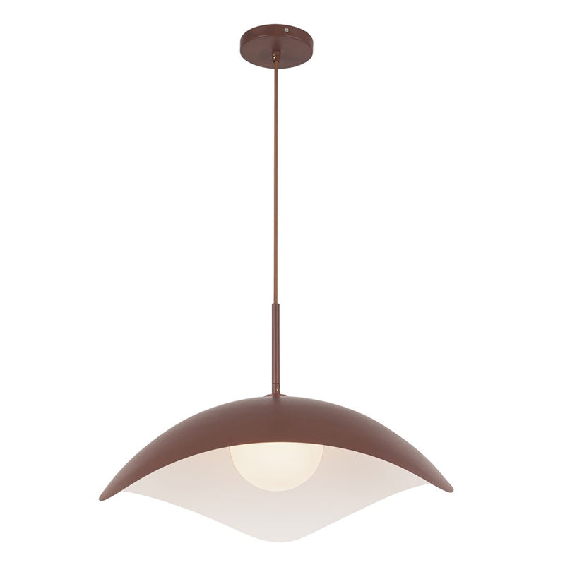 Kuzco Kirby 22" Socket Pendant, Burgundy/Steel Shade