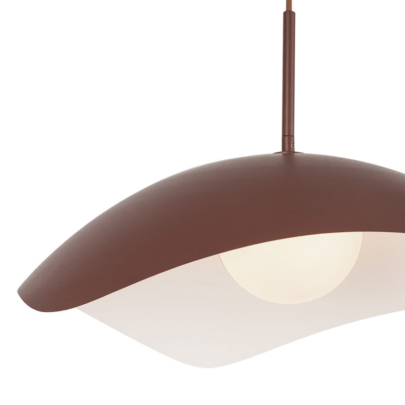 Kuzco Kirby 22" Socket Pendant, Burgundy/Steel Shade
