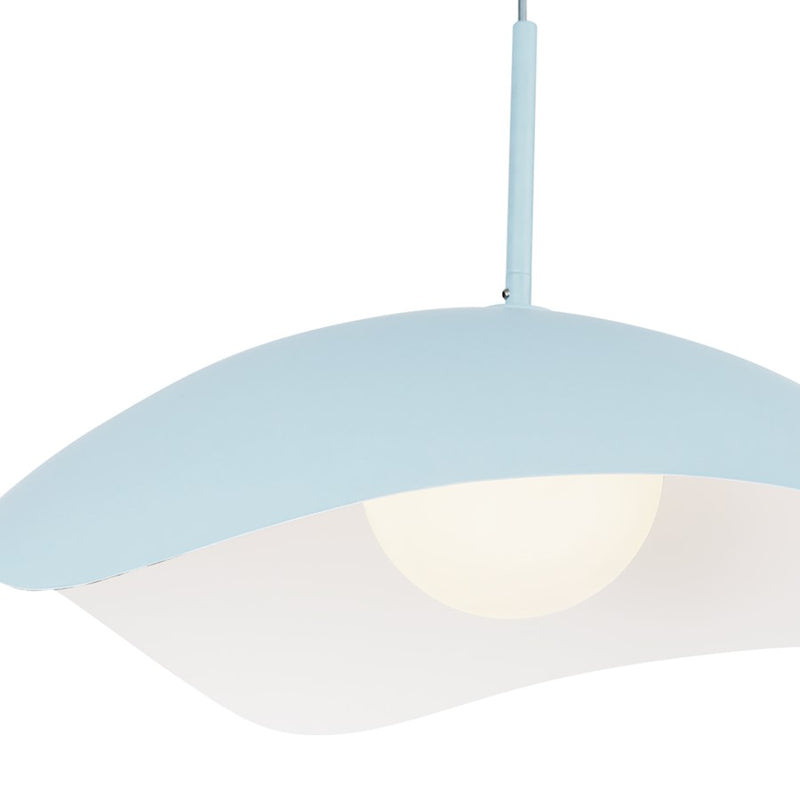 Kuzco Kirby 22" Socket Pendant, Cerulean/Steel Shade