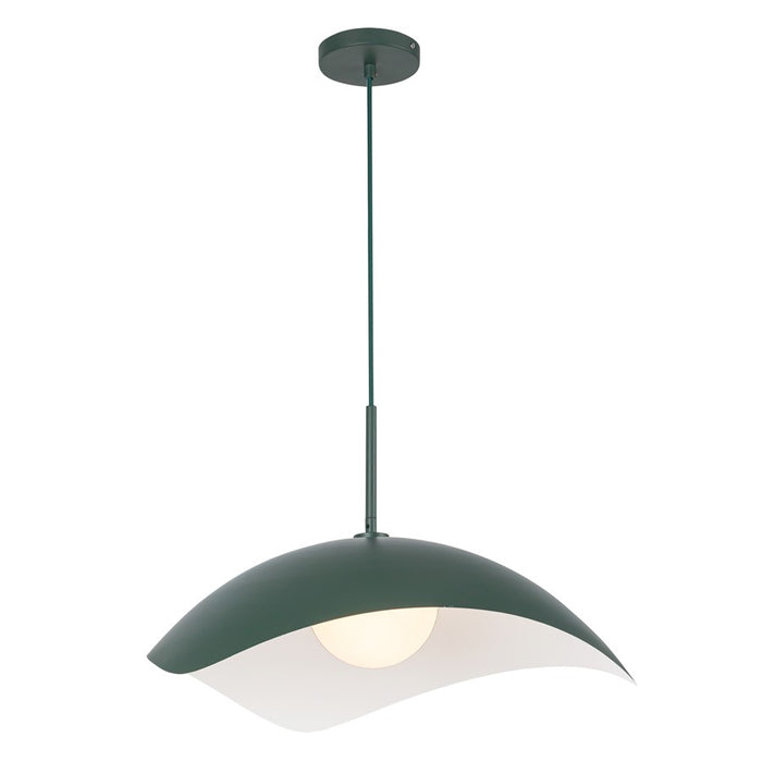 Kuzco Kirby 22" Socket Pendant, Pine Green/Steel Shade - PD55922-PGN