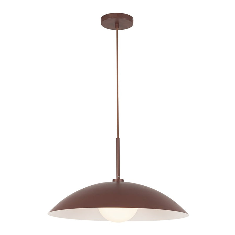 Kuzco Regent 19" Socket Pendant, Burgundy/Steel Shade