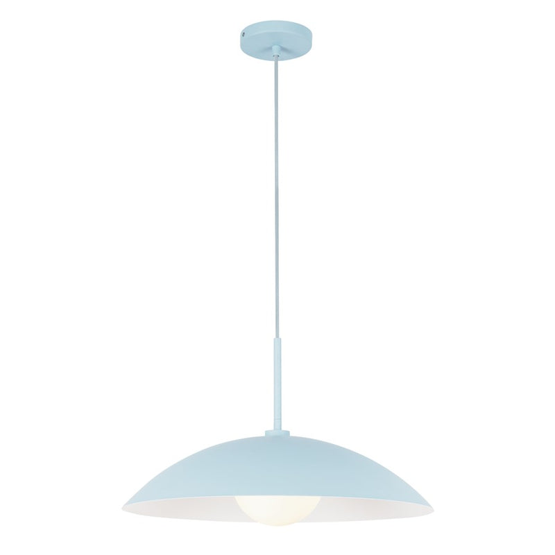Kuzco Regent 19" Socket Pendant, Cerulean/Steel Shade