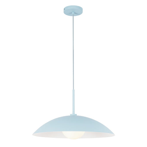 Kuzco Regent 19" Socket Pendant, Cerulean/Steel Shade
