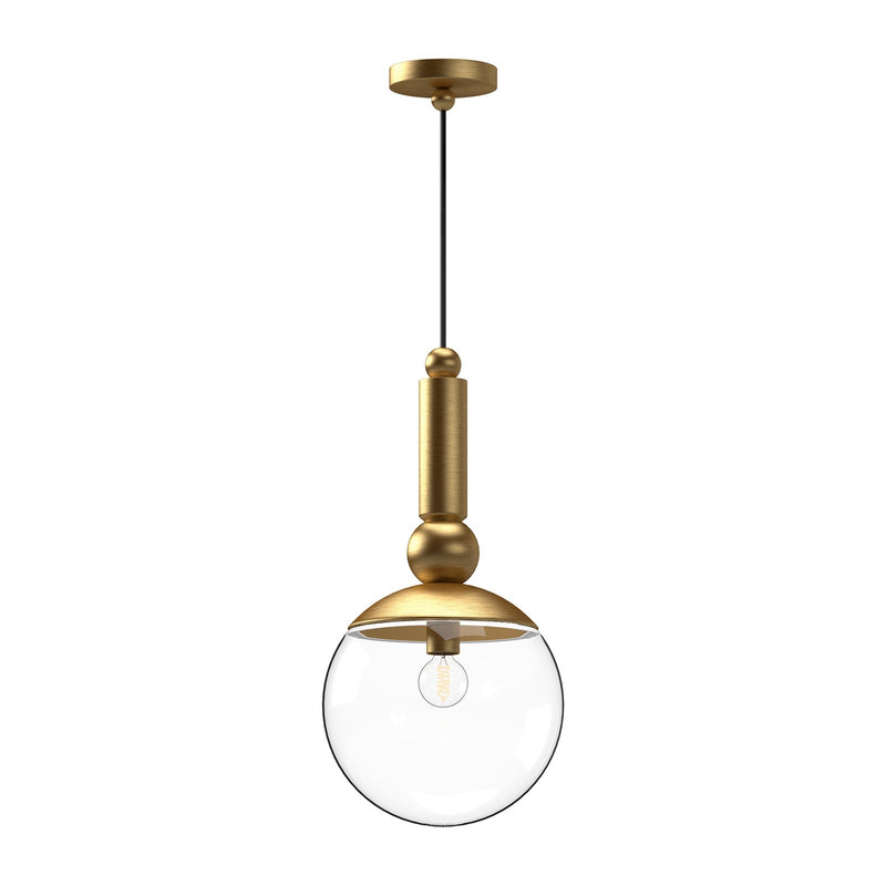 Kuzco Delilah 1-Light 10in Pendant | Brushed Gold and Clear Glass | Kitchen Island & Dining Room | 10 x 10 x 20 in | Model PD560510BGCL