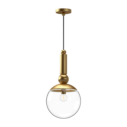 Kuzco Delilah 1-Light 10in Pendant | Brushed Gold and Clear Glass | Kitchen Island & Dining Room | 10 x 10 x 20 in | Model PD560510BGCL