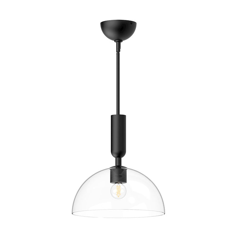 Kuzco Alora Mood Jude 12in 1-Light Pendant | Clear Glass and Matte Black Metal | Kitchen Island & Dining Room | Model PD563012MBCL