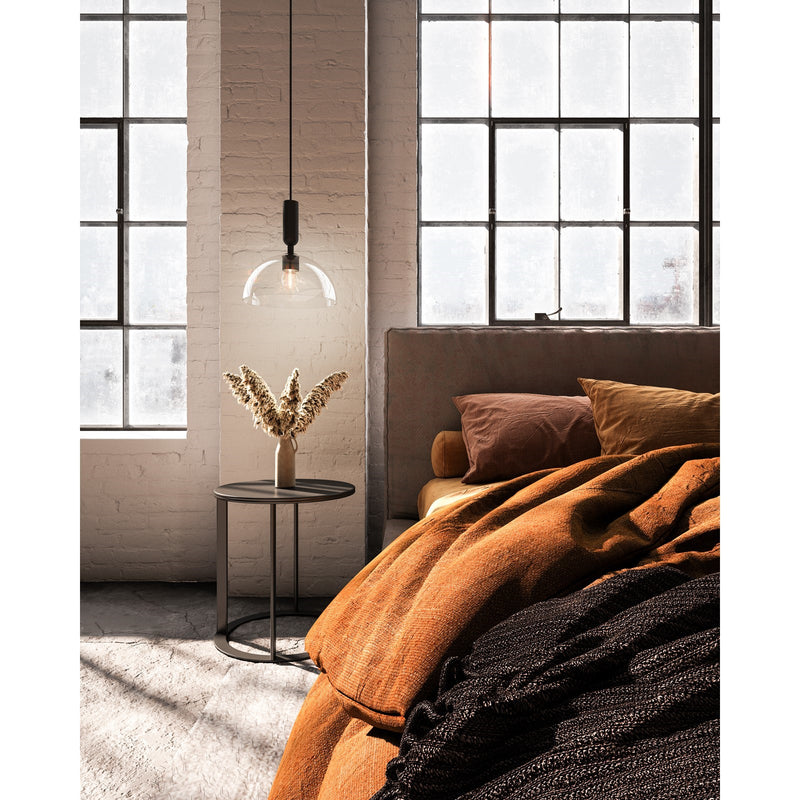 Kuzco Alora Mood Jude 12in 1-Light Pendant | Clear Glass and Matte Black Metal | Kitchen Island & Dining Room | Model PD563012MBCL