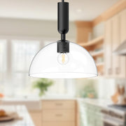 Kuzco Alora Mood Jude 12in 1-Light Pendant | Clear Glass and Matte Black Metal | Kitchen Island & Dining Room | Model PD563012MBCL
