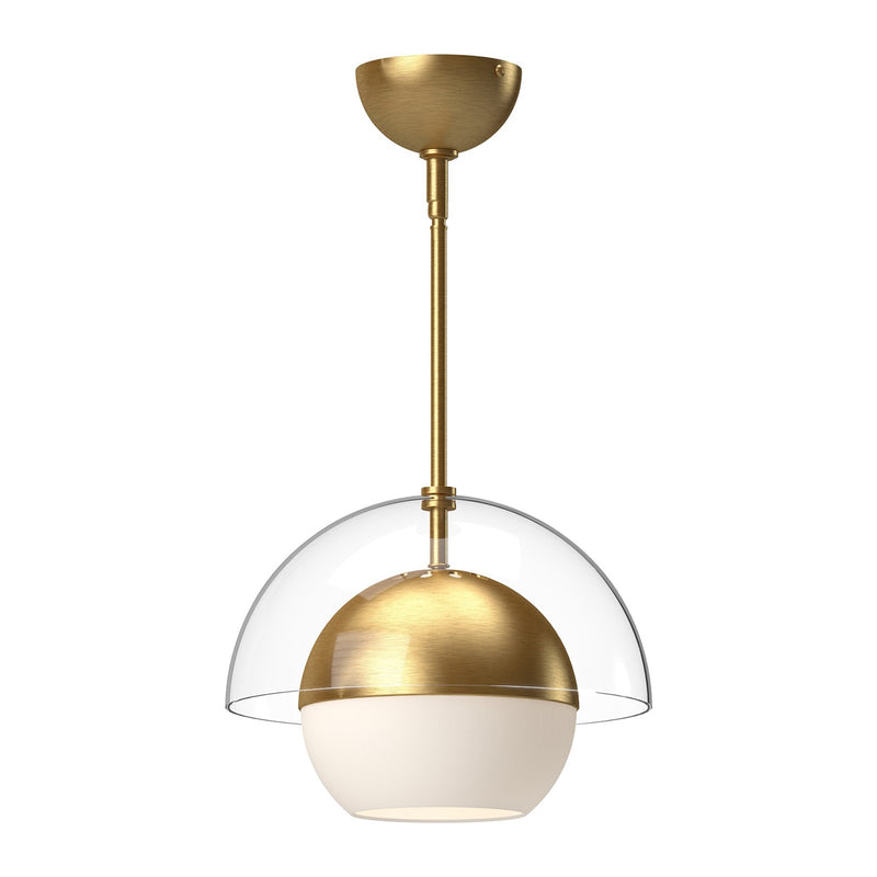 Alora Mood Lucy 12in 1-Light Pendant | Brushed Gold and Opal Matte Glass | Kitchen Island & Dining Room | 12 x 12 x 9.38 in | Model PD568212BGOP